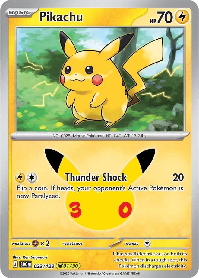 Pikachu card number 23 from 30th Celebration