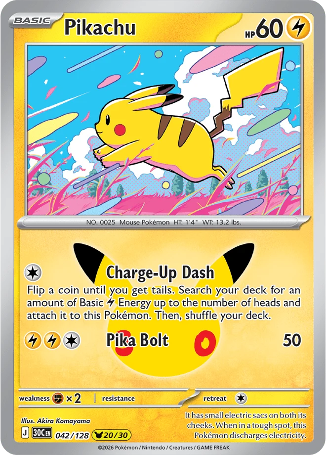 Pikachu card number 42 from 30th Celebration