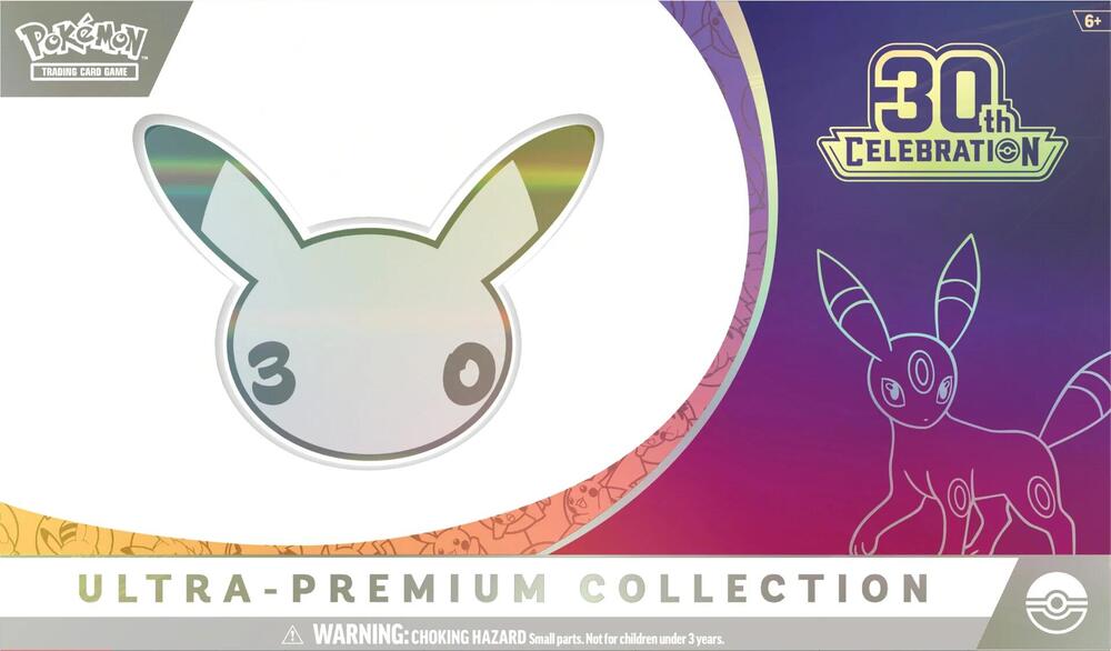 Ultra Premium Collection de Noche del 30th Celebration del TCG de Pokémon, con Umbreon ex, arte oficial de producto