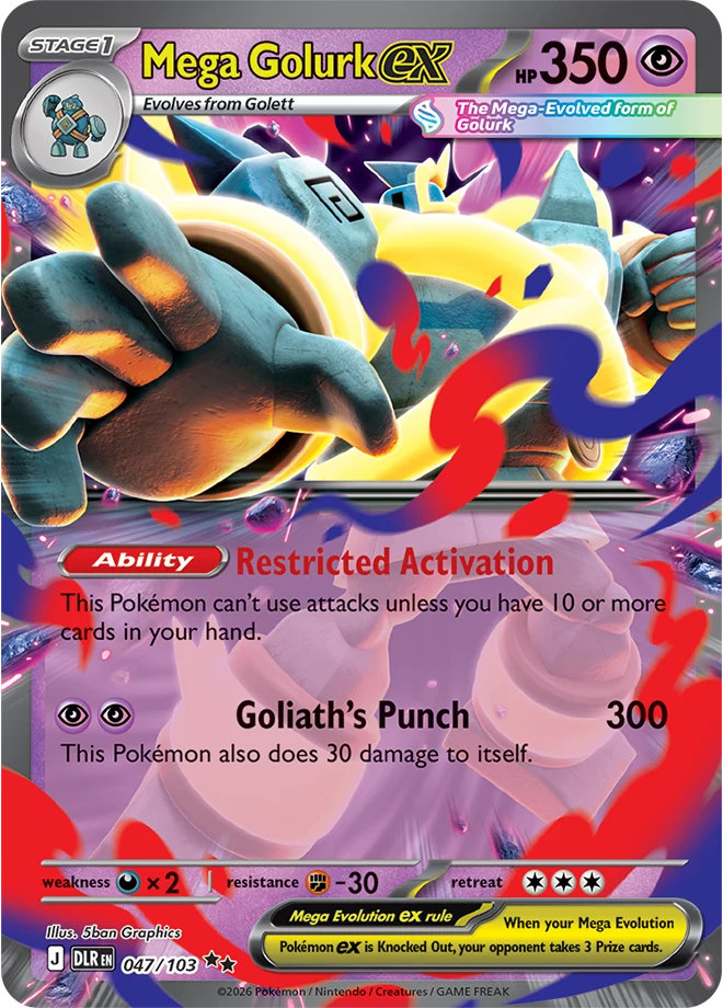 Mega Golurk ex card number 47 from Delta Reign