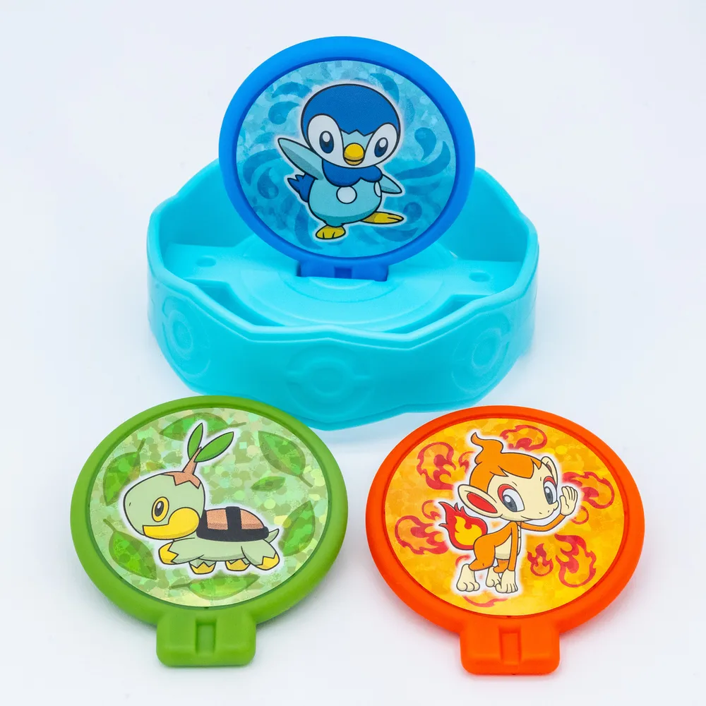 Close up of the Rolling Ring showing the Poké Ball pattern embossed into the side of the ring