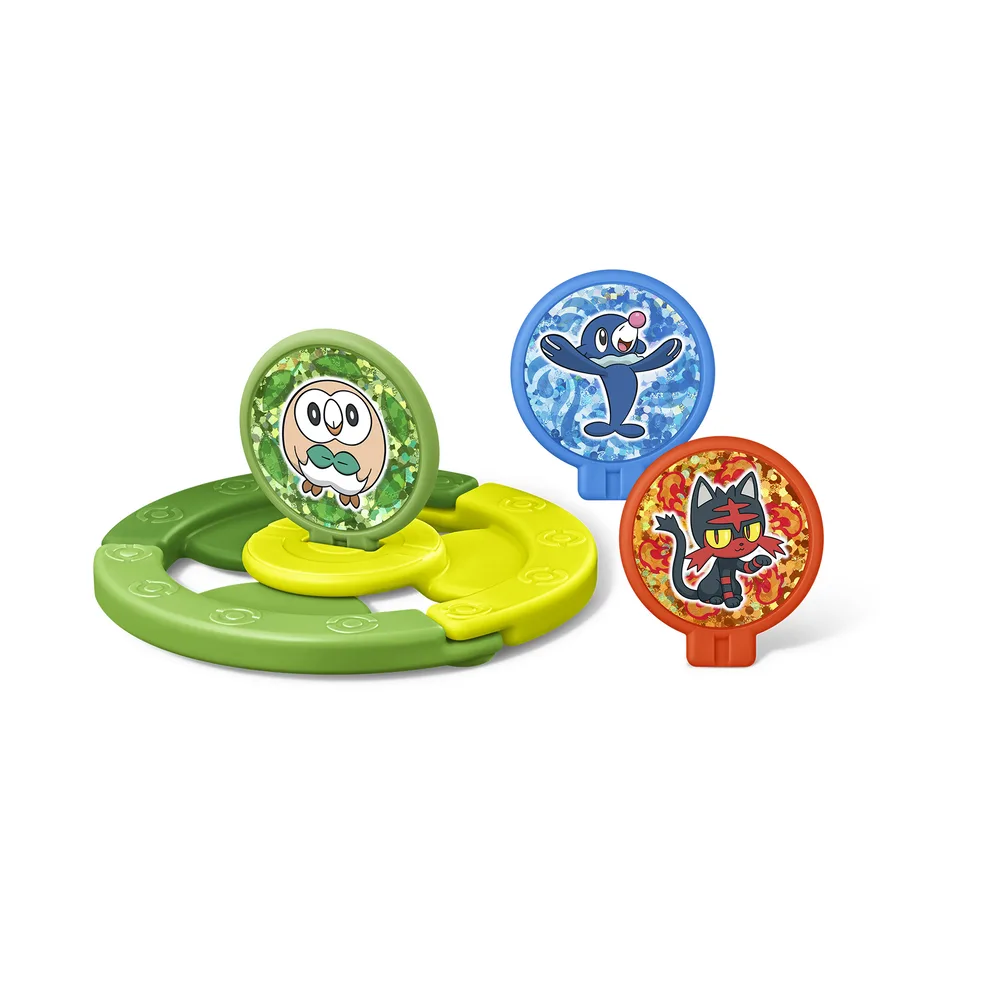 Build Your Own Spinner in green with holographic panels of Rowlet, Popplio and Litten