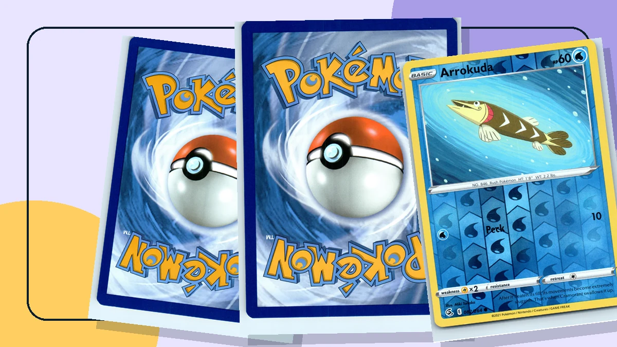 Pokémon cards arranged to explain the contents of a booster pack