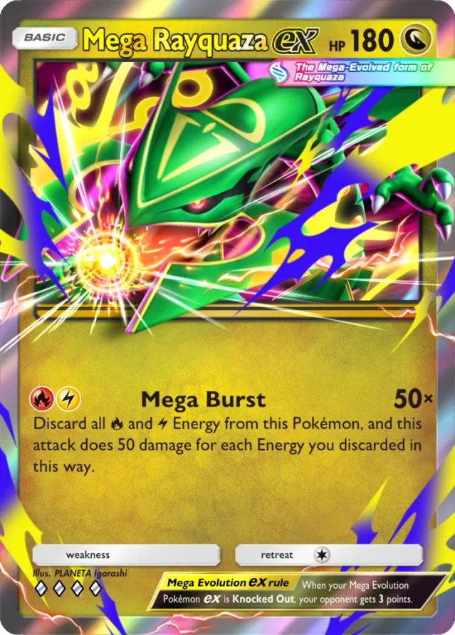 Mega Rayquaza ex card from Pokémon TCG Pocket's Ruler of the Skies expansion
